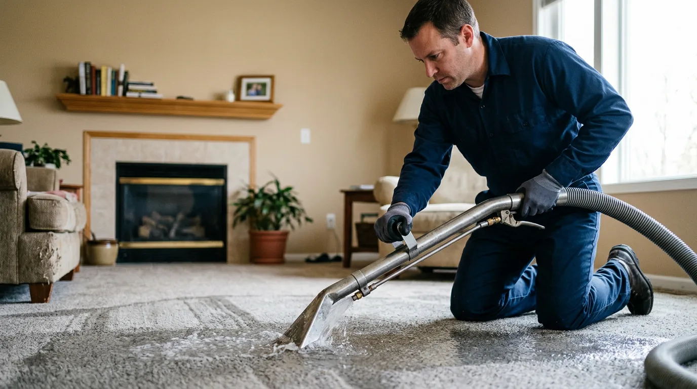 Water damage restoration technician working near Carbonado, WA